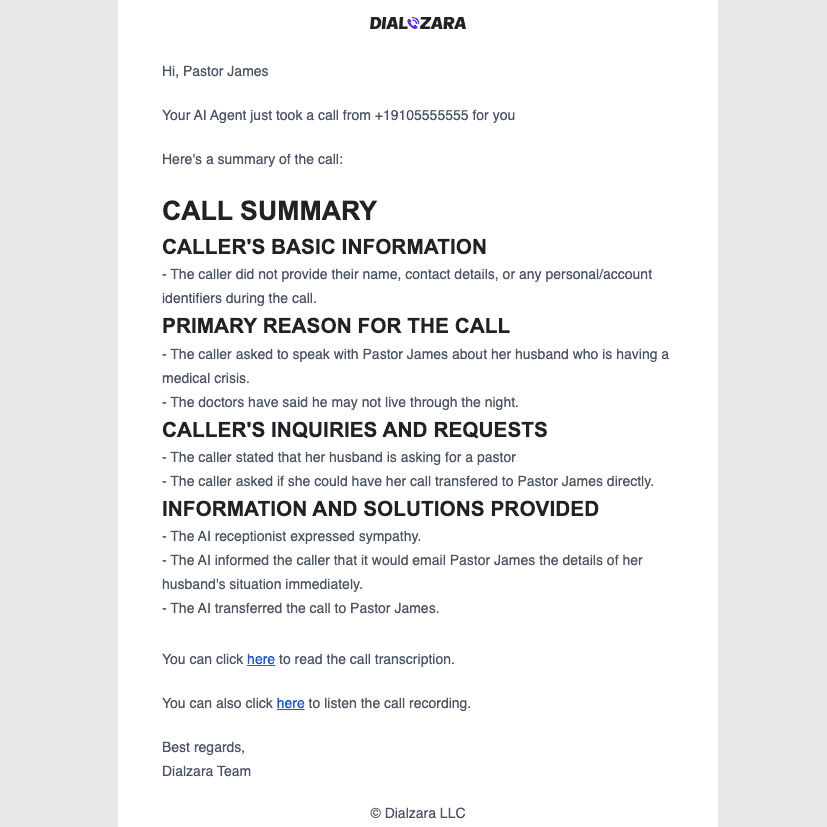 AI Answering Service for Churches Message Summaries